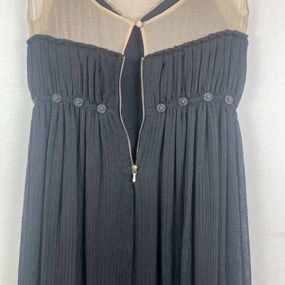 3.1 Phillip Lim Womens Silk Dress Size 0 Black Cream Embellished Flowy Cocktail - Picture 10 of 14